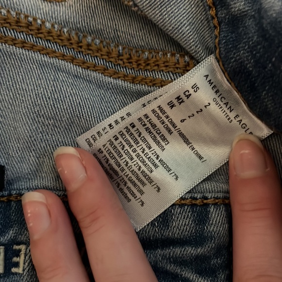 American Eagle Next Level Stretch Denim Jean Acid Washed Shorts - Picture 4 of 4